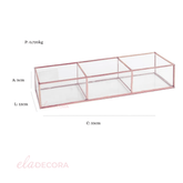 Porta Objetos de Vidro e Metal Rose Gold 33 cm - Ela Decora